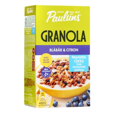 Granola su mėl., citr., kokos. PAULUNS, 450 g