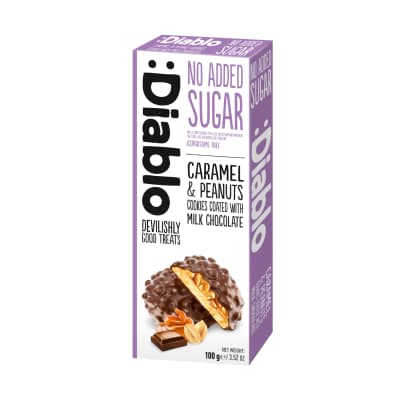 Sausain. šok. su karam., rieš. DIABLO, 100 g
