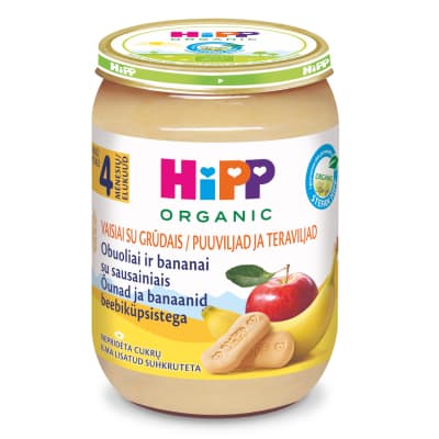 Ekol. obuol. ban. tyrė HIPP BIO, 4 mėn, 190 g