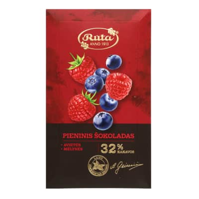 Pien. šokoladas su aviet. ir mėl. RŪTA, 90 g