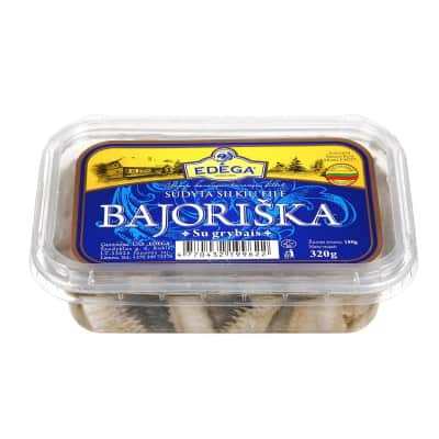 Sūdyta BAJORIŠKA silkių filė su grybais, 320g