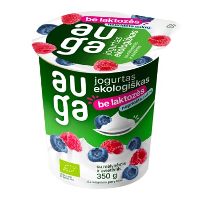 Ekol. jogurtas su mėlyn., aviet. AUGA, 350 g