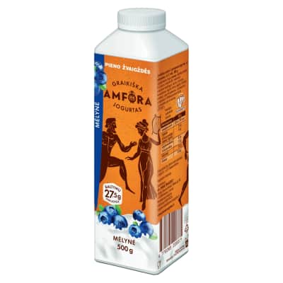 Jogurtas mėlyn. GRAIKIŠKA AMFORA, 2,4%, 500 g