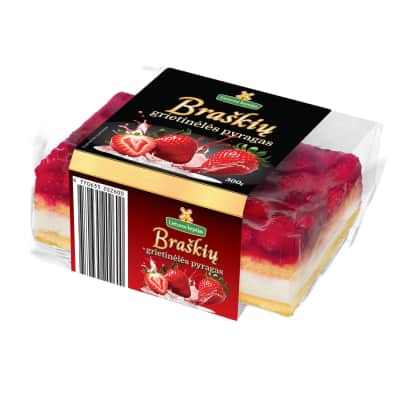 Atitirp. braškių, grietinėlės pyragas, 300 g