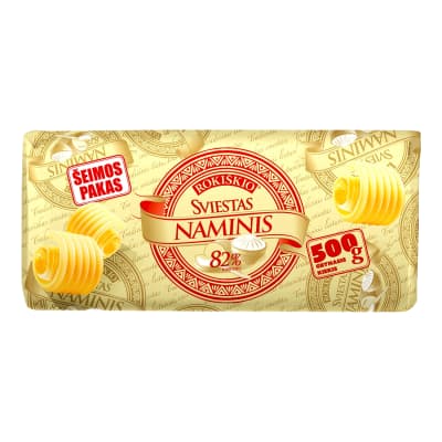 Sviestas ROKIŠKIO NAMINIS, 82 % rieb., 500 g