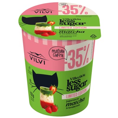 Jogurtas braškinės Matcha skonio VILVI, 350 g