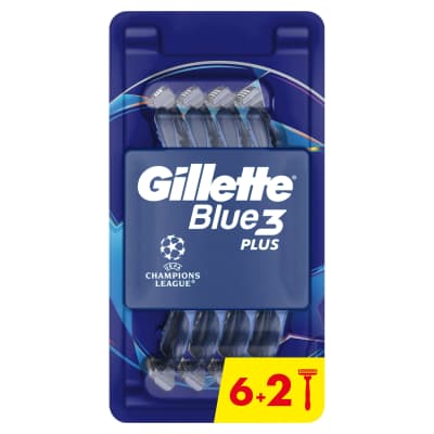 Vienk. skustuvai GILLETTE BLUE 3, 6+2 vnt.