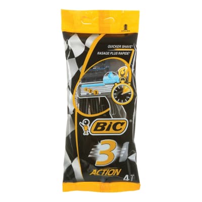 Vienkartiniai skustuvai BIC 3 ACTION, 4 vnt.