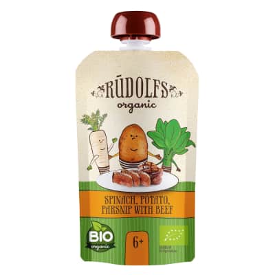 Ekol. daržovės RŪDOLFS su jautiena, nuo 6 mėn