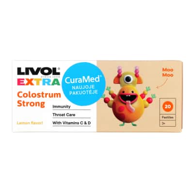 Gerklės past. LIVOL EXTRA COLOSTRUM, 20 vnt.
