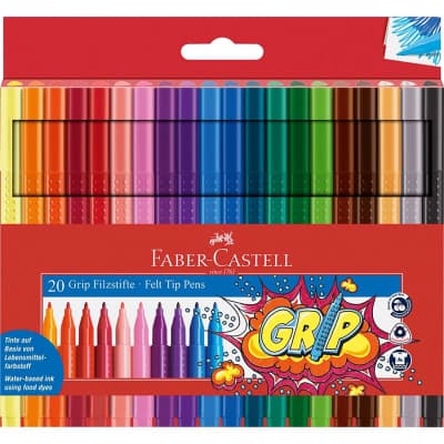 Flomasteriai FABER-CASTELL GRIP, 20 spalvų
