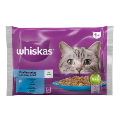 Kačių ėdalas WHISKAS su žuvimi, 4 x 85 g