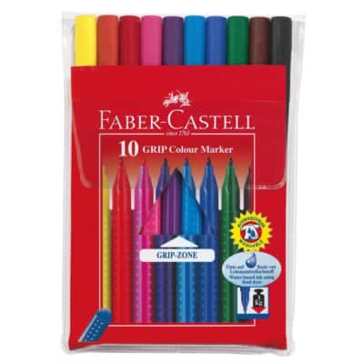 Flomasteriai FABER-CASTELL GRIP, 10 spalvų