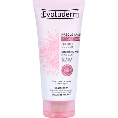 Raminanti kaukė EVOLUDERM rož. molio, 100 ml