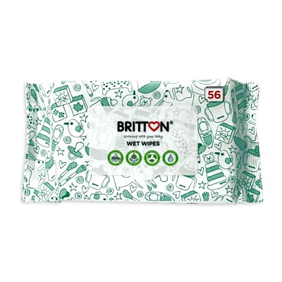 Drėgnos servetėlės BRITTON, 56 vnt