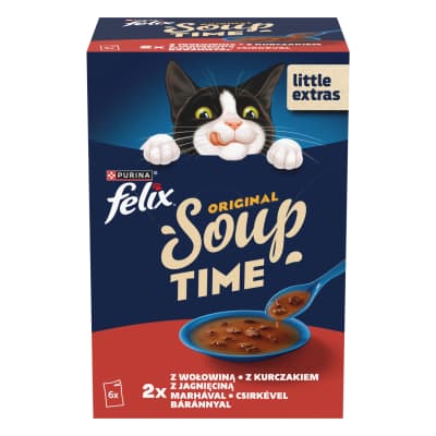 Sriuba katėms su mėsa FELIX ORIGINAL, 6 x 48g