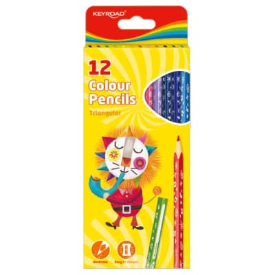 Trikampiai spalvoti pieštukai KEYROAD, 12 sp.