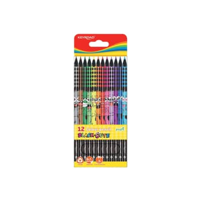 Spalvoti pieštukai KEYROAD BLACK CUTE, 12 sp.