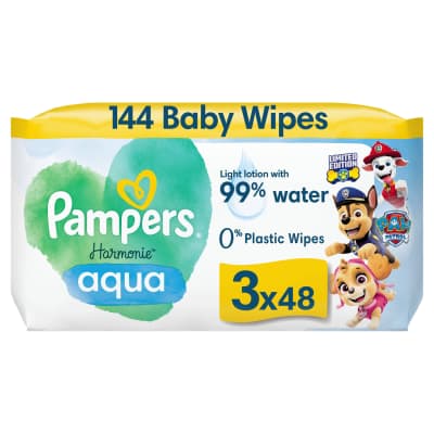 Servet. PAMPERS AQUA PAW PATROLS, 3 x 48 vnt