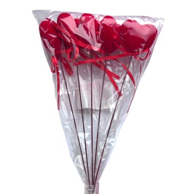 Dekorat. širdelės ant pagaliuko, 5 vnt., VD26