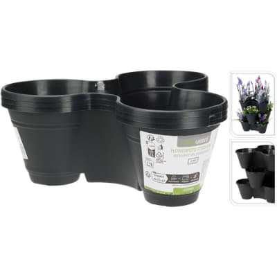 3 sudedamųjų vazonų rinkinys, juodas, SG26