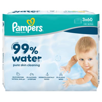 Kūdikių servetėlės PAMPERS WATER, 3 x 60 vnt.