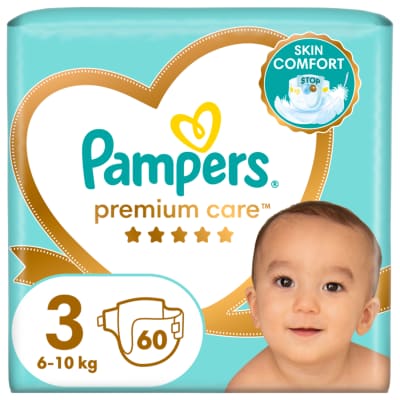 Sausk. PAMPERS PREMIUM, 3, 6 - 10 kg, 60 vnt.