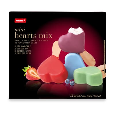 Valg. ledai RIMI MINI HEARTS MIX, 555 ml/375g