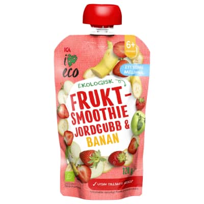 Tyrė su braškėmis ir bananais ICA, 120 g