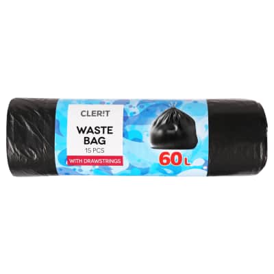 Šiukšlių maišai su virvele 60L,15 vnt.