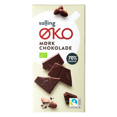 Ekol. juod. šokoladas 70 % SALLING EKO, 100 g