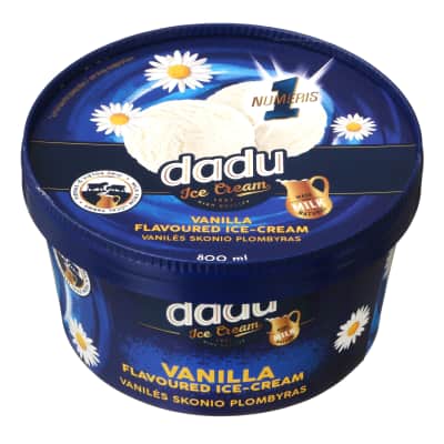Vanilės skonio valgom. ledai DADU, 800ml/412g