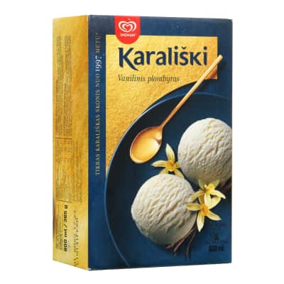 Valg. vaniliniai ledai KARALIŠKI, 800 ml/385g