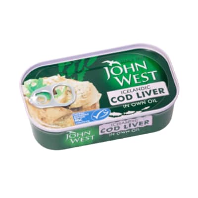 Menkių kepen. savo aliejuje JOHN WEST, 121 g