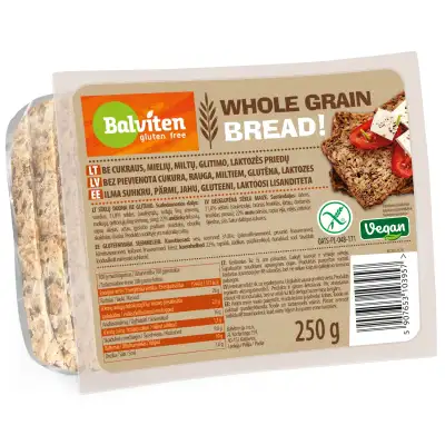 Viso grūdo dalių duona BALVITEN, 250 g