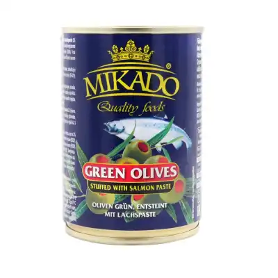 Alyvuogės MIKADO su lašišų įd., 280 g / 90 g