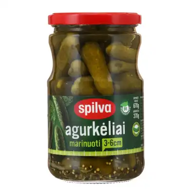 Marinuoti agurkėliai SPILVA, 670 g / 370 g