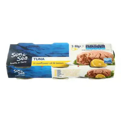 Tuno gabaliukai su citrina SUN&SEA, 3 x 80 g