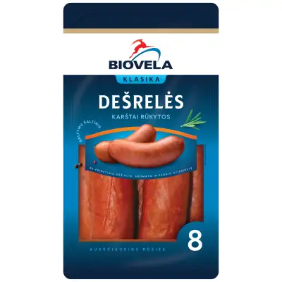 Karštai rūkytos BIOVELOS dešrelės, a. r., 570