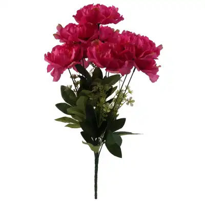 Dirbtinių bijūnų puokštė, raud., 55 cm, AW26