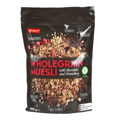 Dribsniai su šokoladu, braškėmis RIMI, 400 g