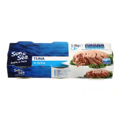 Tunų gabaliukai savo sultyse SUN&SEA, 3 x 80g