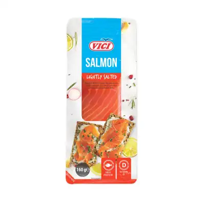 Sūdyta lašišų filė VIČI, gabal. su oda, 160 g