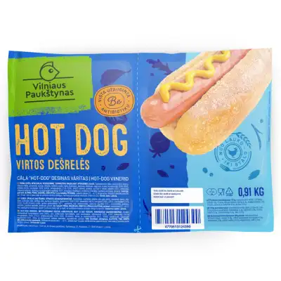 Virtos dešrelės dešrainiams HOT DOG, 910 g