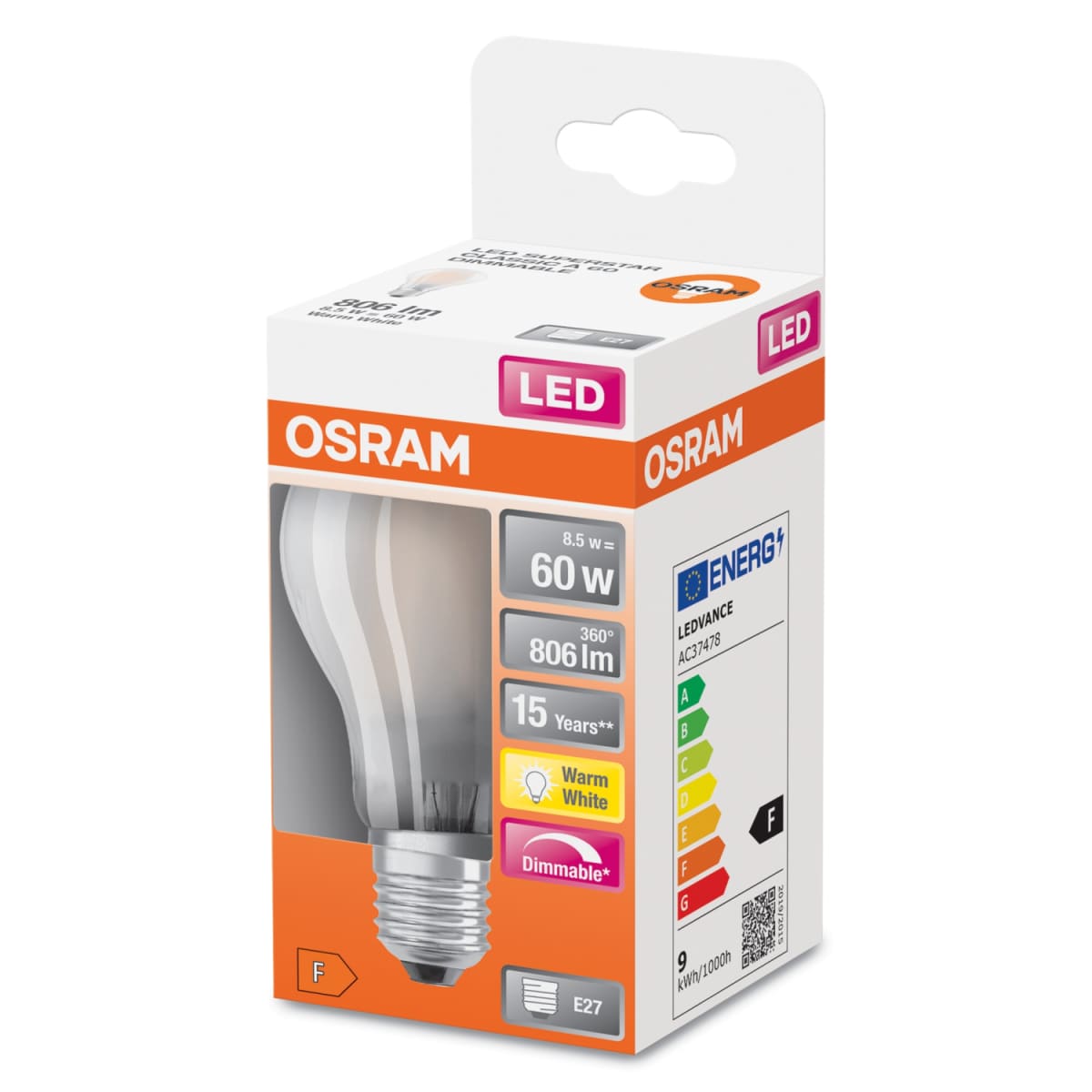 LED lamp Osram cla60 7w 827 e27
