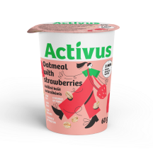 Aviž. dribsnių košė su braškėm. ACTIVUS, 60 g