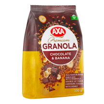 Traški granola su šokol., banan. AXA, 330 g