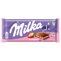 Šokoladas su braškių skonio įdaru MILKA, 100g