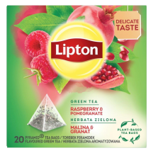 Žalioji arbata LIPTON RASPB.&POMEGR., 20 vnt