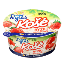 Ryžių košė su braškėmis RYTAS, 6 %, 200 g